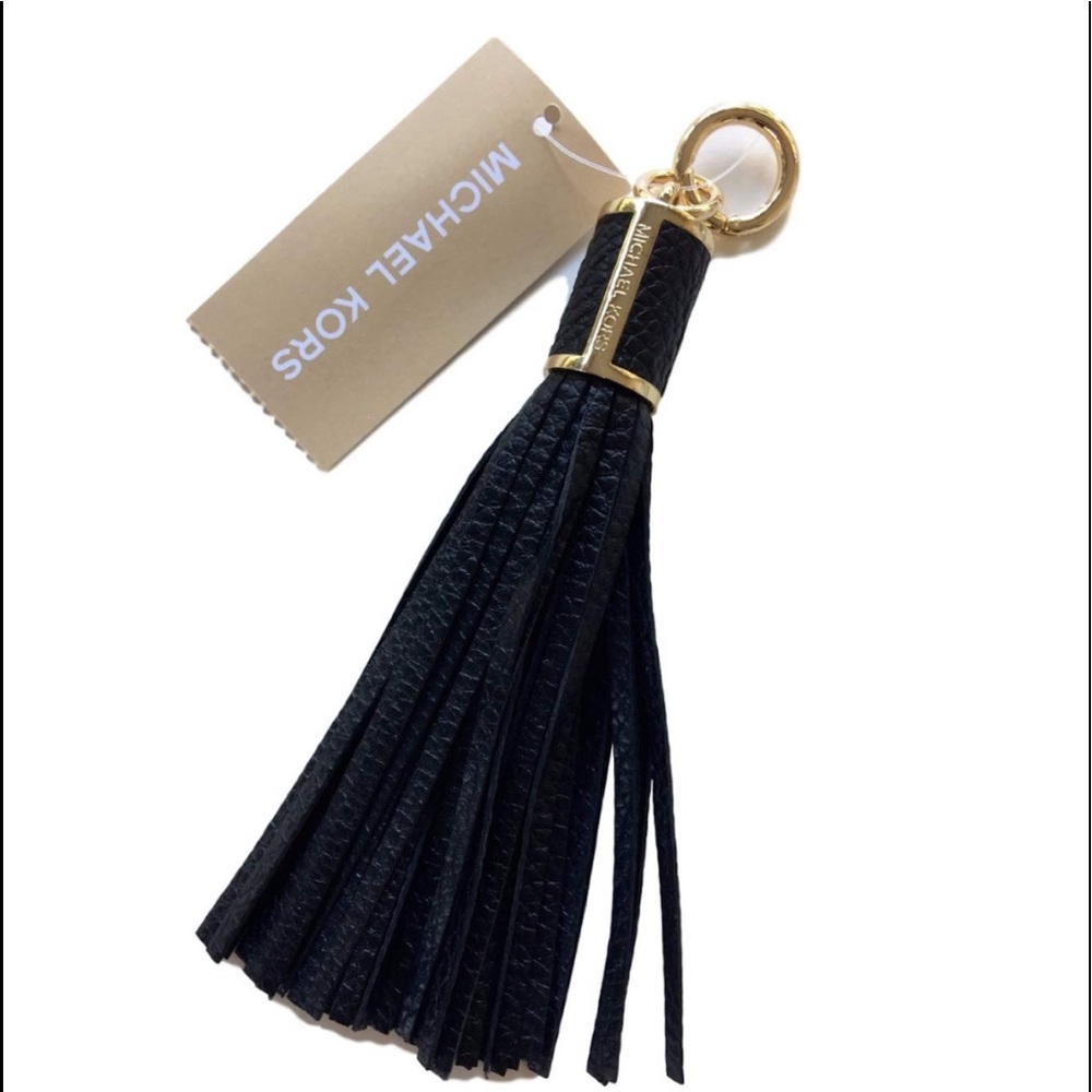 Michael Kors Large Tassel Bag Charm Black Leather
